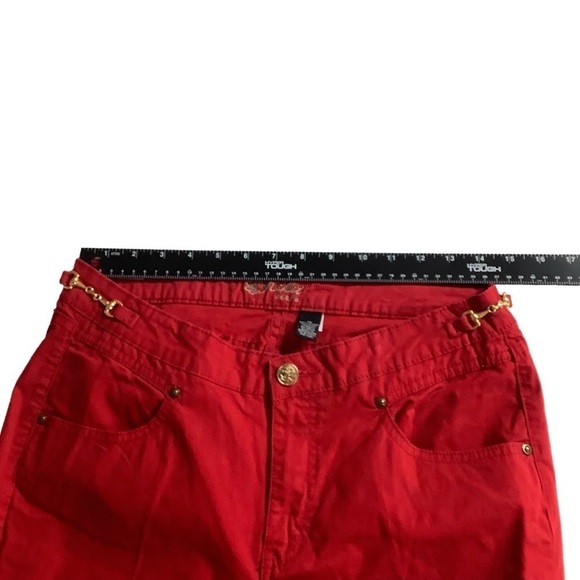 Kikit Red Embellished Cropped Jeans Size 10 - Picture 4 of 5